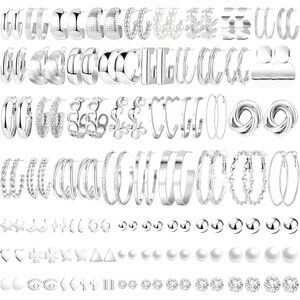 68 Pairs Gold Hoop Earrings Set for Women, 14K Gold Plated Chunky Hoop Earrings